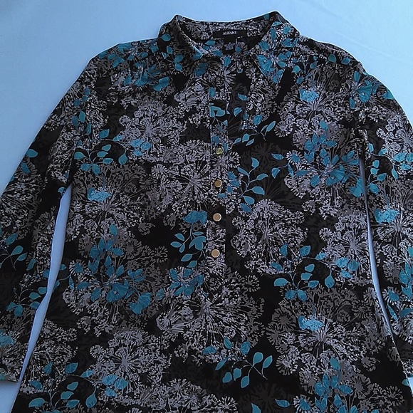 Alfani Tops - Alfani Button Down Top 3/4 Sleeve Floral Size SM